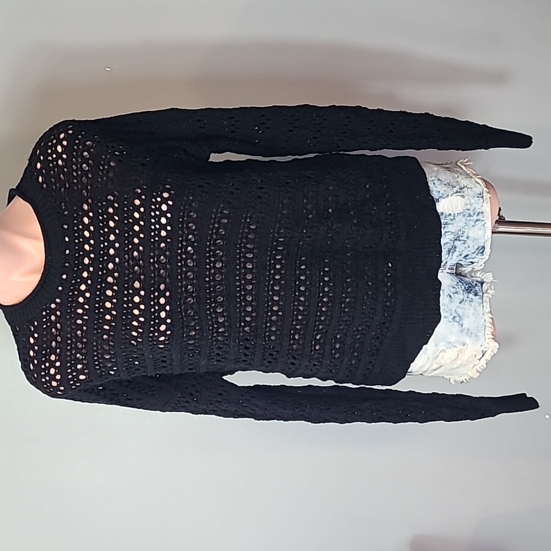 J Brand Flower Sweater Crochet Merino Wool Fisherman Open Knit Size Xs Oversized